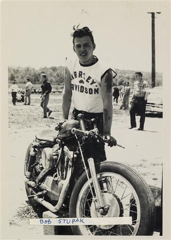 (MOTORCYCLE RACES--PITTSBURGH) Album entitled Motorcycle by R.L. Brethaner with more than 90 photographs, including riders preparing fo
